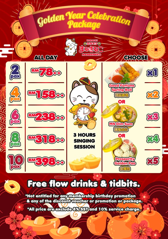 Ring in Chinese New Year 2025 with Karaoke Manekineko’s Golden Year Celebration Packages!